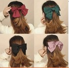 Dark Green Satin Stylish Ribbon Bow Knot Hair Clip All Hair Types Non Slip