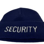 Knit Hat Watchman Style Acrylic Navy With Silver Security Embroidered Nwt