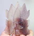 159g Beautiful Natural Fluorite Carved Skull Realistic Quartz Crystal Healing