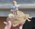 1920s Porcelain Half Doll Pin Cushion With Original Dress Made In Japan