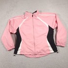 Wilson Windbreaker Jacket Womens Large Pink Black White Full Zip Mesh Pockets