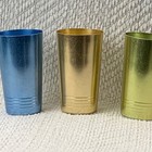 Vintage Metallic Tumblers Set Of 4 Blue Gold Green Red Mcm Aluminum Anodized Usa