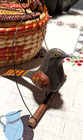Vintage Folk Art Carved Wood Painted Bird On Wire Perch Swing  alan Kohr