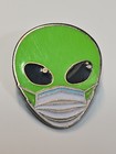 Green Alien With Mask Lapel Pin Humorous 