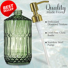 18oz Green Glass Soap Dispenser  Gold Pump  Refillable For Kitchen  Bathroom