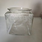 Antique Planters Peanuts Clear Square Embossed Jar W  Peanut Handle Lid