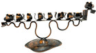 Vntg Judaica Jewish Copper Hanukkah Menorah Israel Judaism Hebrew Hand Crafted