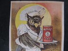 1890s Magic Yeast Owl Small Ad Poster -antique- Original Chromo Lithograph