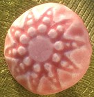 French 1800s Pink Porcelain Small Round Buttons- Set Of 4 -sun flower Design new