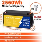 200ah 12v Lifepo4 Lithium Battery Deep Cycle Built-in Bms For Solar Rv Off-grid