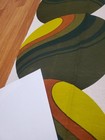 Awesome Rare Vintage Mid Century Retro 70s Olive Grn Swirl Spheres Tall Fabric 