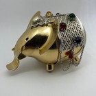 Vintage Napier Pat Pend Gold Plated Elephant Piggy Coin Bank Bejeweled Chains