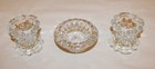 3 Vintage Fancy Mcm Clear Thick Glass Candle Holders
