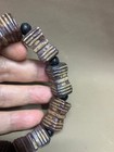 Unique Beautiful Chinese Old Hetian Jade Hand Carved Prayer Cong Beads Bracelet