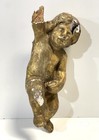 Antique 18th -19th C  Carved Gilt Wood Cherub Putty Figure Italy Or France As Is