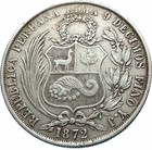 1874 Yj Peru South America 1 Sol Antique Original Silver Peruvian Coin I83331