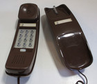 Vintage At t Brown Trimline Phone Desk Top Telephone Push Button Works See Video