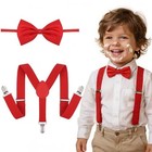 1 Set Kids Red Suspenders And Bow Tie  Adjustable Toddler Suspenders  Red Kids