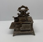Antique Eagle Brand Miniature Cast Iron Kitchen Wood Stove W  Pot   Pan