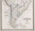 1845 Map  South America  Original Alexandre Vuillemin  10x7 5  Patagonia - Peru