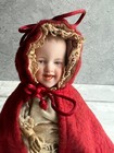 Cabinet Sized Gebruder Heubach 76 Wind-up Rolling Walker Doll Red Riding Hood