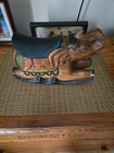 Vintage Pretty Thailand Carved Wood Painted Rocking Elephant With Free Shipping