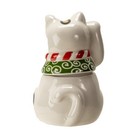 Pt Maneki Neko White Cat Hand Painted Ceramic Cookie Jar