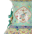 Antique Chinese Turquoise Famille Rose Porcelain Vase Double Tiger Handles 18 