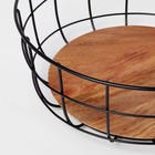 Iron And Mangowood Wire 2-tier Fruit Basket With Banana Hanger Black -