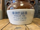 Antique Stoneware Bean Pot Holst Sons Co  Mishicot Wisconsin Handle Bowl