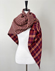 Loft Plaid Blanket Scarf Wrap Womens Nwt Brown Orange Fringe Fall Winter Cozy