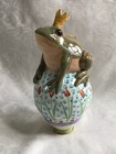 Retired Mackenzie Childs Pottery Frog On Ball W  Crown Garden Ball finial M25-au