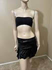 Women   s Black Nylon Casual Summer Stretch Slim Asymmetric Mini Size L Skirt