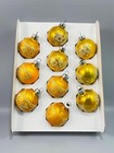 Vintage Holly Glass Gold Ball Christmas Tree Ornaments 1 3 4  Lot Of 10 W  Box