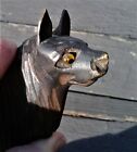 Antique Black Forest Hand Carved Wood Dog With Glass Eyes 1890s Signed
