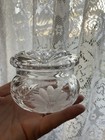 Antique Vtg American Brilliant Period Cut Glass Dresser Box Floral Decor Powder