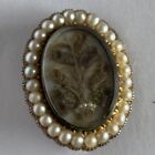 Antique vintage 14k Gold   Pearl Victorian Mourning Hair Glass Brooch