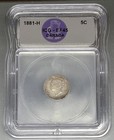1881-h Canada 5 Cents Icg Ef45 Queen Victoria Sterling Silver Coin