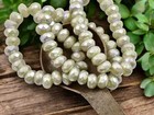 6x9mm Mercury Ab Washed Ivory Large Hole Rondelle Czech Glass Beads 25 Beads