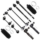  10pcs Suspension Kit Outer Inner Tie Rod End W boot Sway Bar End Link 