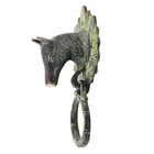 Antique Brass Horse Head Door Knocker 6 7    Handmade Vintage Front Door Bell