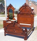Walnut Victorian 2 Piece Bedroom Set   Bed And Drop Center  Dresser
