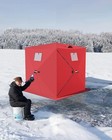 3-layer Portable Hub-style Insulated Ice Fishing Shelter With Carrying Bag red