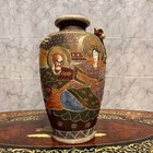 Satsuma Pottery Vase Dragon Buddhism Antique Japanese Jar Hand Painted Pot 12 2i
