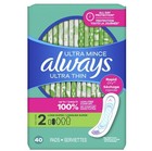 Always Ultra Thin Feminine Pads  Size 2 Long  No Wings  Super  40 Count