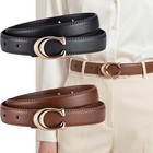Genuine Leather Belt Smooth Buckle Business Casual Adjustable Waist Belt
