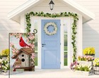 Blkwht Spring Cardinal Bird Garden Flag 12x18 Vertical Double Sided Pink Flow   