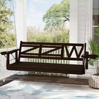 Wooden Porch Swing  w Hanging Chains   Upgraded Cupholder For Garden   Backyard