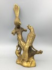 Chinese Antique Brass Carved Nice Flower Bird Statues Collection Home Decor Art