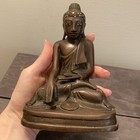Antique Bronze Mandalay Buddha Statue Burma Myanmar Jewel Stones Asian 6 